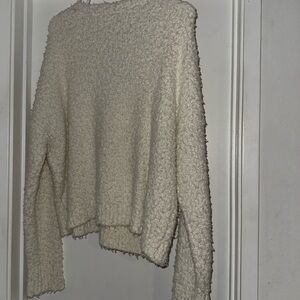 Free People Cream Textured Knit Sweater